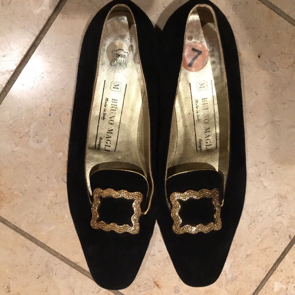 Bruno Magali suede black flats golden buckles - Picture 2 of 13